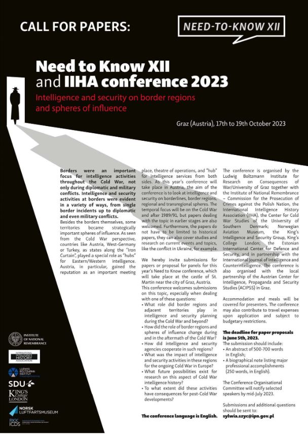 Member of the INIS Institute prof. dr Thomas Wegener Friis represents: Need to Know XII and IIHA 2023: Intelligence and Security in border regions